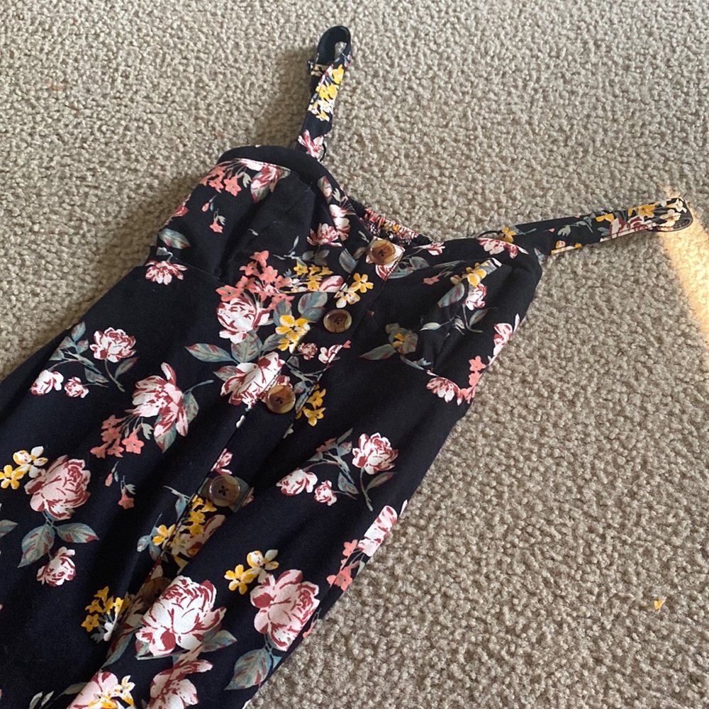 Black floral dress, with colored flowers
